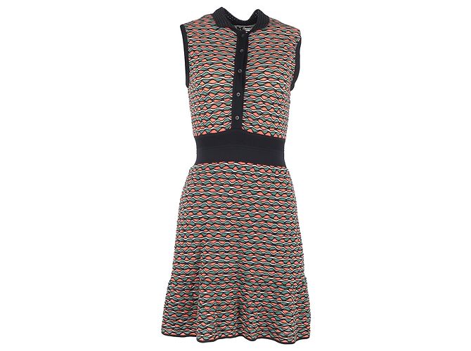 Missoni Patterned Buttoned Mini Dress in Multicolor Cotton Multiple colors