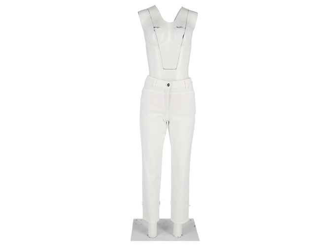 Pantalones rectos de tiro alto Escada en algodón blanco Crudo