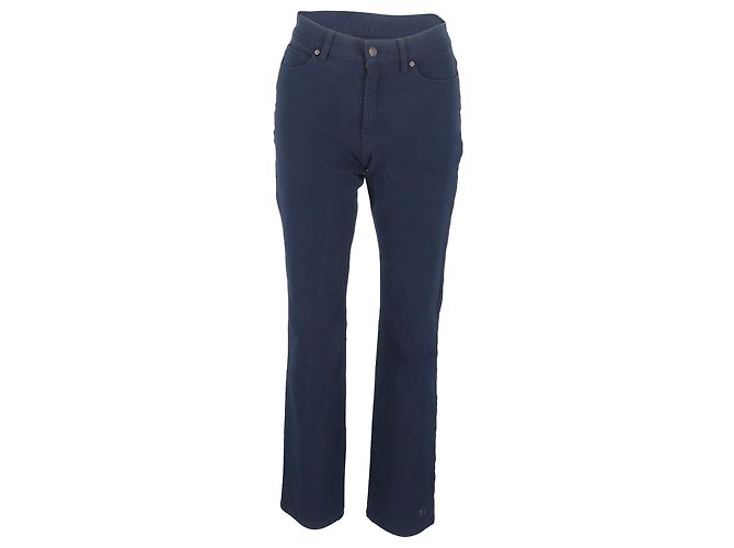 Pantaloni a gamba larga a vita alta Escada in cotone navy