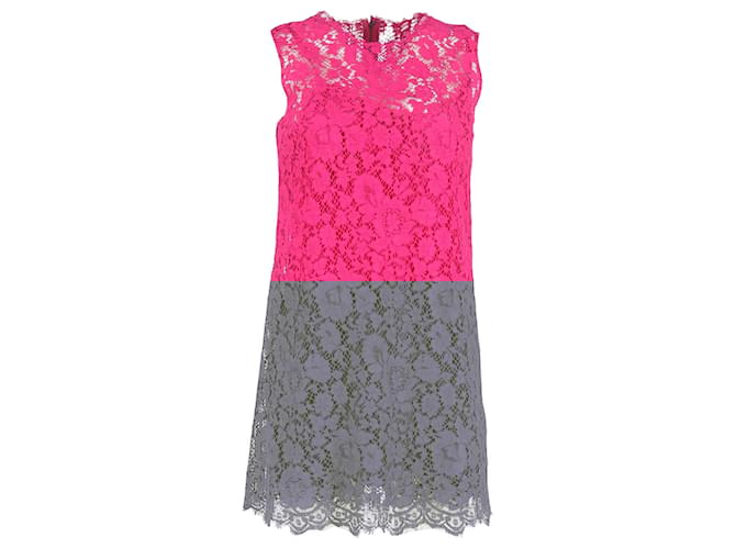 Autre Marque Dolce & Gabbana Lace Pattern Mini Dress in Pink Cotton Brown  ref.2133654