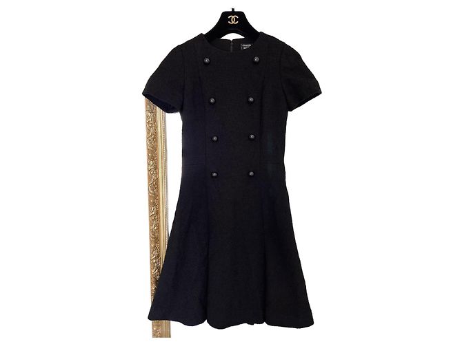Cambon Chanel Kleid aus schwarzem Tweed