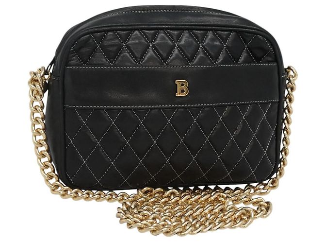 Borsa a spalla BALLY in pelle nera e oro Auth bs23848 Nero D'oro 