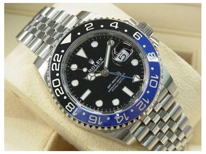 ROLEX GMT MasterII blue black bezel 126710BLNR Jubilee '24 purchased Mens Silvery Steel  ref.2133824