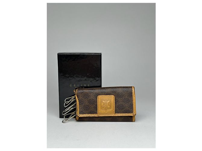 Céline Vintage Celine Paris Leather Key Holder Brown