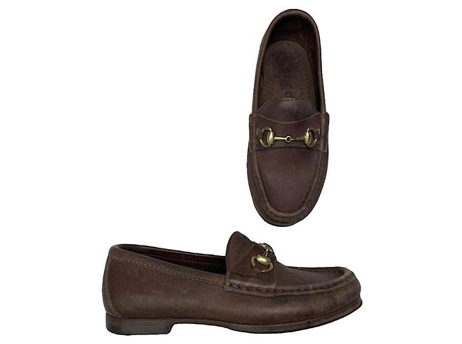 Gucci Braune Lederflats