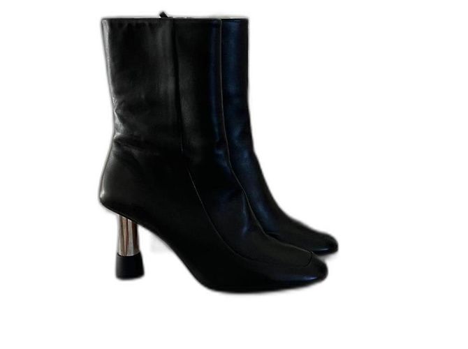 Botines Robert Clergerie Kery de cuero de cordero negro Plata