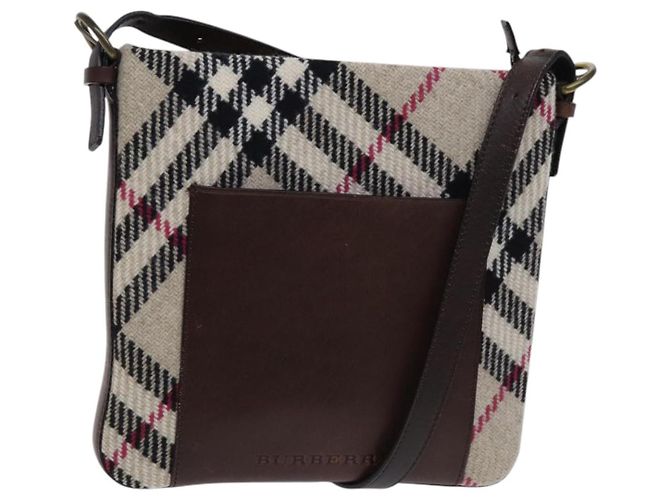 Borsa a spalla Burberry Nova Check in lana beige Auth EC948