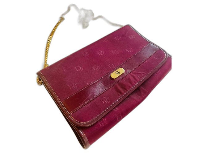 Lady Dior Borsa Dior in pelle rosso scuro Bordò