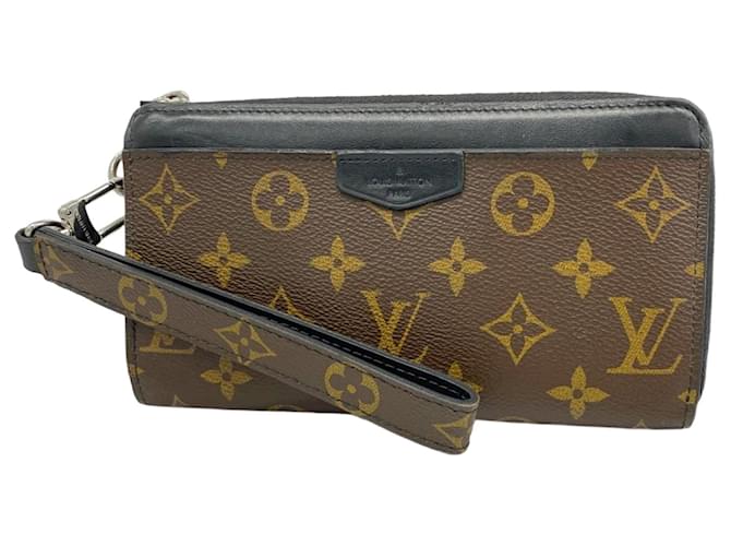 Zippy Louis Vuitton Long Wallet Monogram Macassar Brown Black  ref.2134697