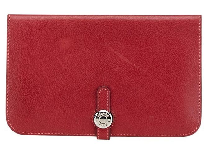 Hermès Cartera Larga GM Dogon de Hermes en Cuero Rojo Roja
