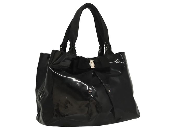 Salvatore Ferragamo Handtasche Emaille Schwarz Auth bs23791