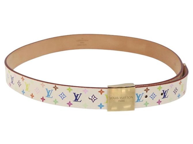LOUIS VUITTON Multicolor Gürtel Care 34,6"" Weiß M9682 LV Auth ac3693