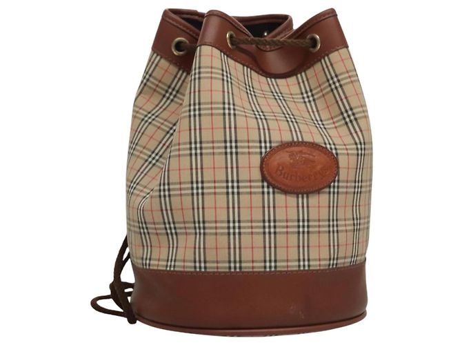 Autre Marque Borsa a spalla Burberrys Nova Check in tela beige Auth sw231
