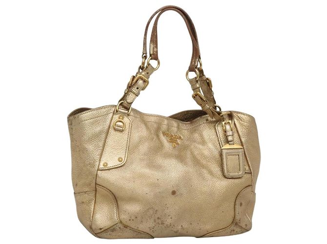 PRADA Sac Tote Cuir Doré Auth EC905