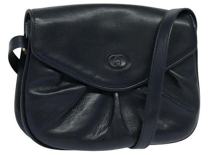 Gucci Borsa a spalla in pelle blu navy Auth BA849