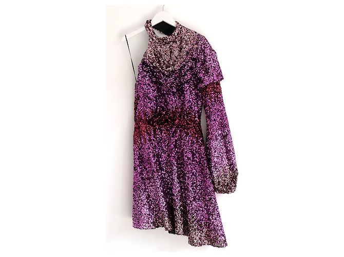 Autre Marque Halpern Pink Ombre Pailletten Kleid