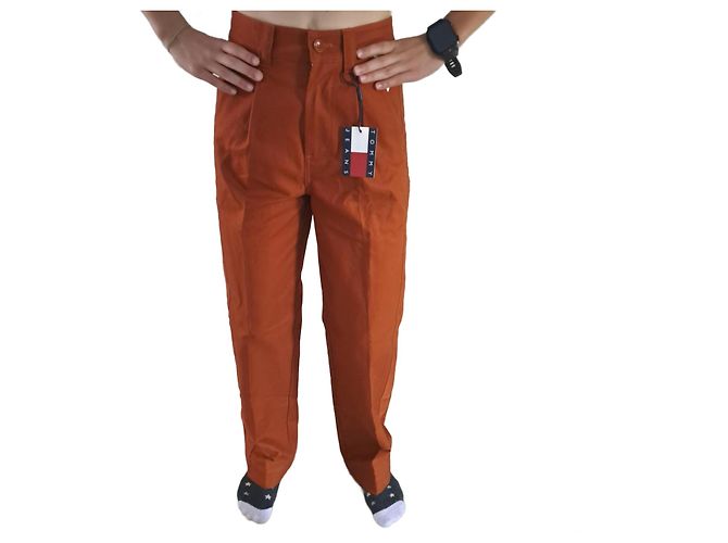 Pantalones Tommy Hilfiger de algodón Terracota Caramelo