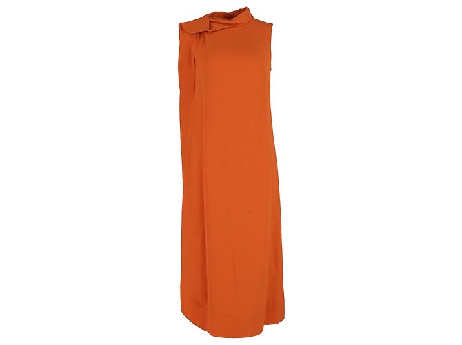 Valentino Garavani Valentino Midi Asymmetric Tent Dress in Orange Silk