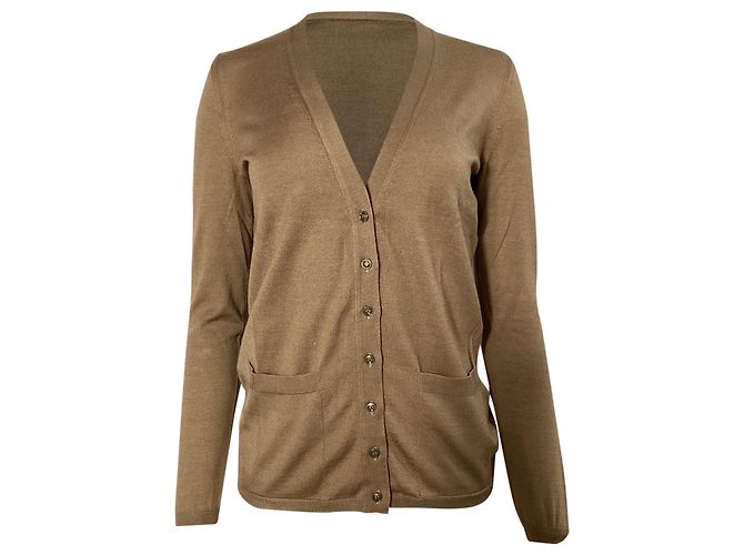 Saint Laurent V-Ausschnitt-Cardigan aus beigem Kaschmir
