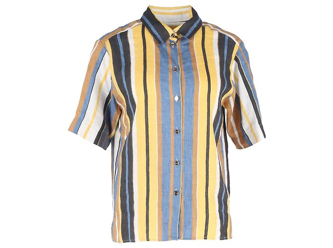 Camicia a righe con bottoni Sandro in lino multicolore