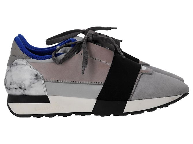 Day Baskets Balenciaga Race Runner en marbre en suède gris