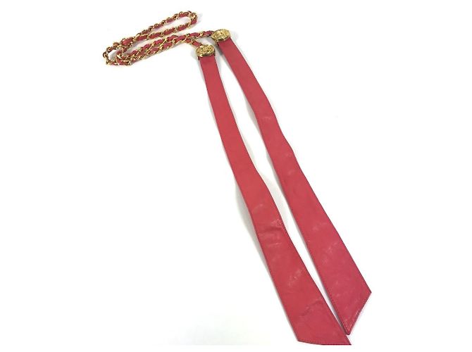 Chanel Vintage Münzkette Gürtel Pink Gelb 