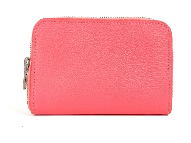 Hermès Monedero de cuero rosa Hermes