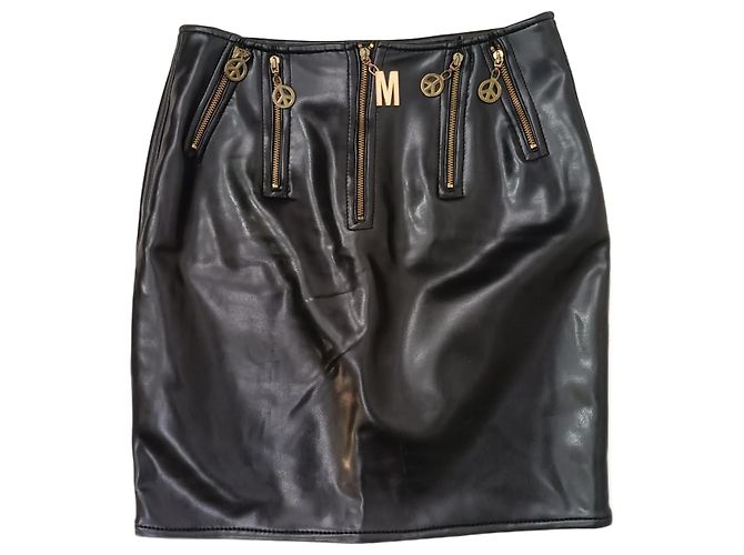 Rock aus synthetischem Leder Moschino Jeans Schwarz