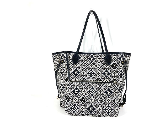 Bolso tote Neverfull MM Monograma Louis Vuitton desde 1854 Negro Blanco