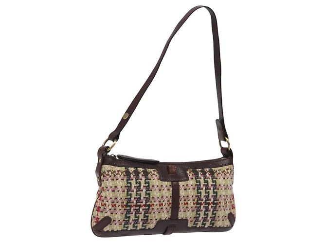Bolsa de Ombro Burberry em Lã Bege Auth BD1264