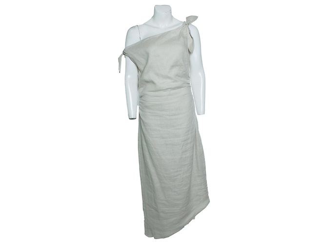 Autre Marque Senhor. O rótulo, vestido midi de linho branco Tamara com laço