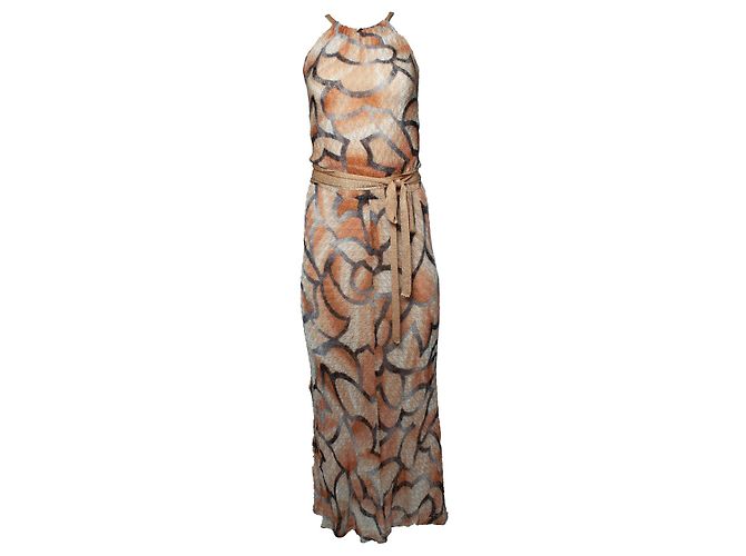 Missoni Lurex gestricktes Halterkleid Braun Golden