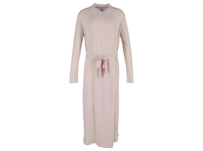 Rick Owens Maxikleid mit Gürtel aus hellrosa Wolle