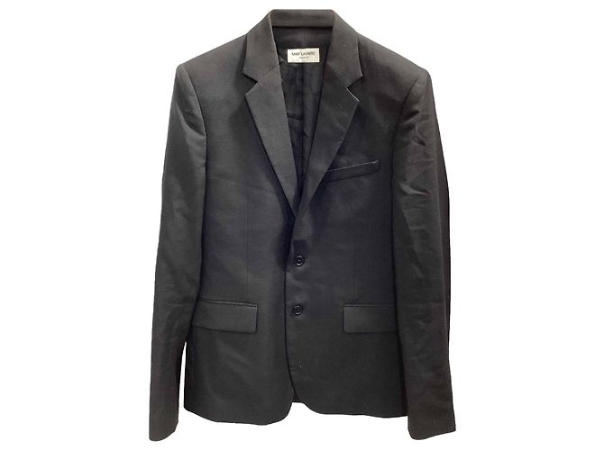 Terno clássico com lapela em lã preta Saint Laurent Preto