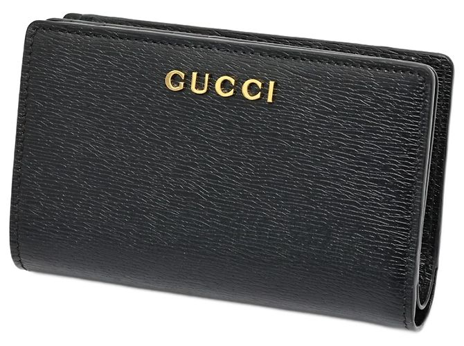 Billetera de cuero plegable Gucci Negro