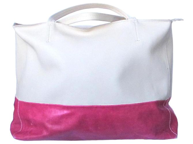 Autre Marque Bolsa de ombro Ghibli em couro marfim e fúcsia Branco Fuschia