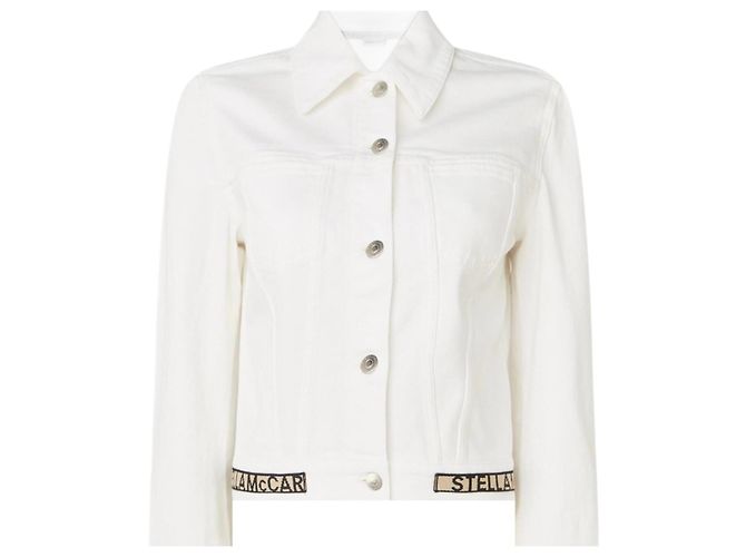 Stella Mc Cartney Giacca in denim con logo e strisce Stella McCartney Bianco