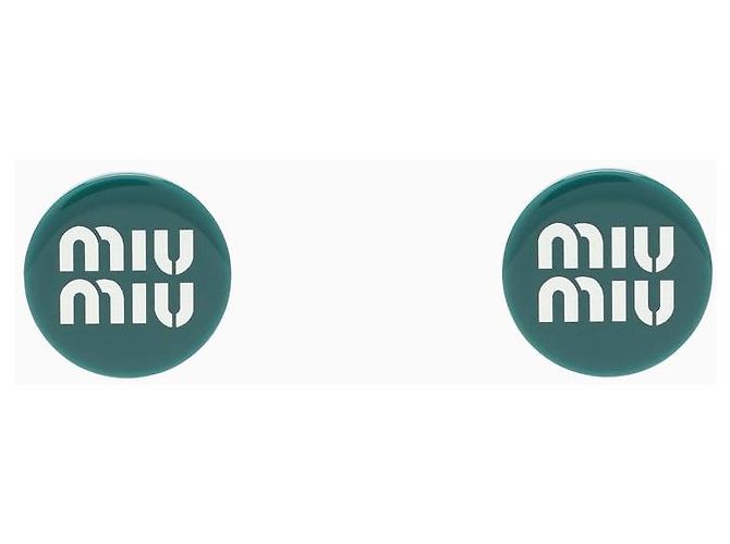 Orecchini Miu Miu clip-on verde e bianco in plastica