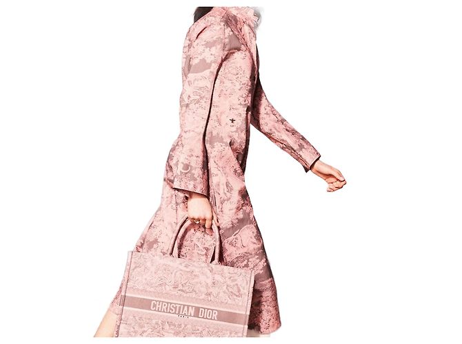 Vestido maxi camisa Dior Riviera rosa algodão seda