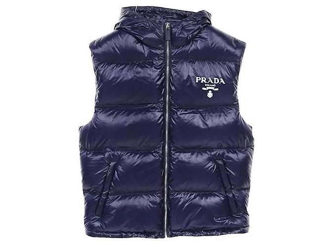 Prada M sleeveless down jacket Navy blue