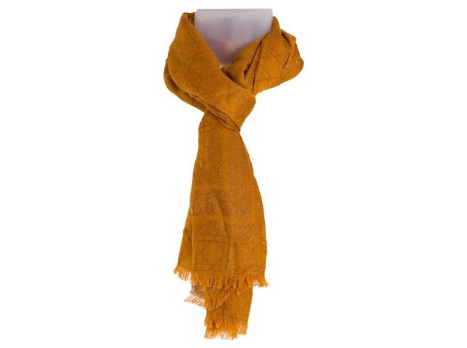Dior Silk Wool Cannage Stole Iridescent Orange