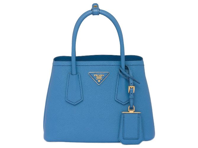 Prada Mini Double Handtasche aus Saffiano-Leder Blau