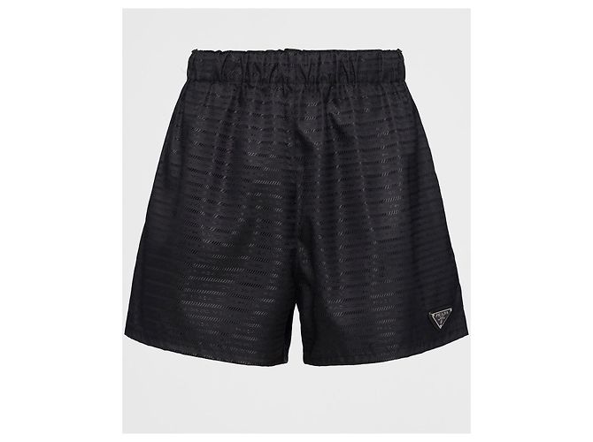 Schwarze Nylon-Shorts von Prada 38