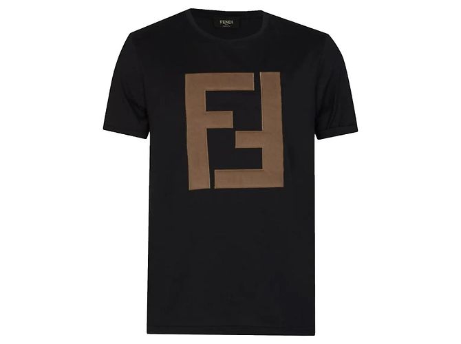 Camiseta Fendi preta de algodão com maxi logo Preto