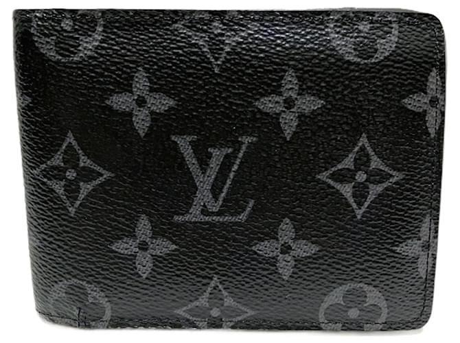 Louis Vuitton Monogram Eclipse Bi-Fold Wallet Brown Black Cloth  ref.2139835
