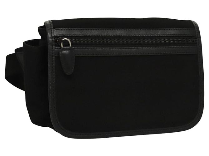BALLY Marsupio in tela nero e argento Auth th5841