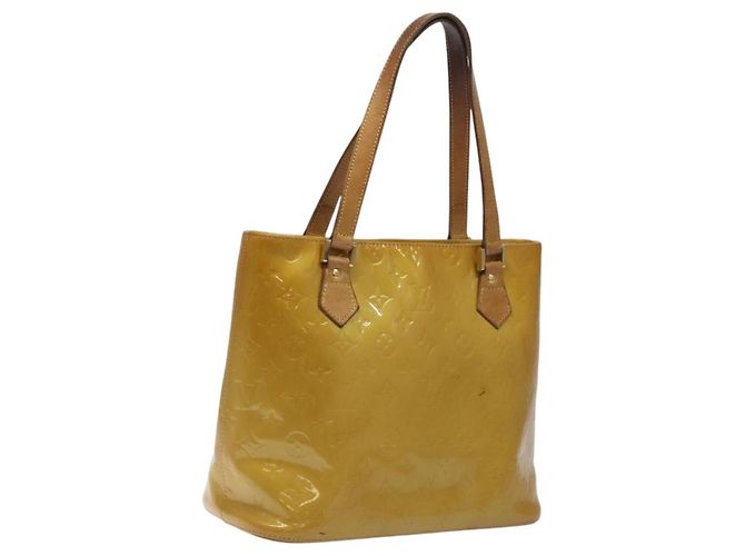 LOUIS VUITTON Sac à main Monogram Vernis Houston Beige M91004 LV Auth th5822