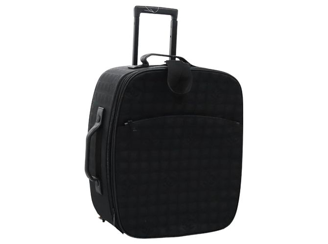 CHANEL Estojo Nova linha de viagem mala de nylon preta CC Auth bs23739 Preto