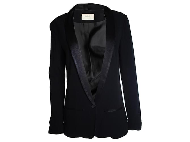 Ba&sh, schwarzer Blazer mit glänzendem Revers 