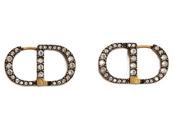 Pendientes de Stud de Metal Dorado Strass CD 30 Montaigne Christian Dior